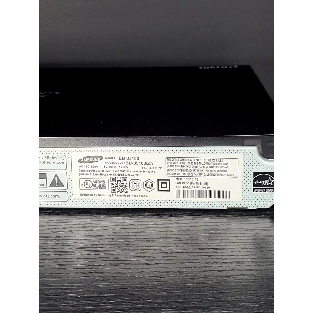 Samsung BD-J5100 Blu-ray DVD USB Player + Remote Control - Refurbished [EX]